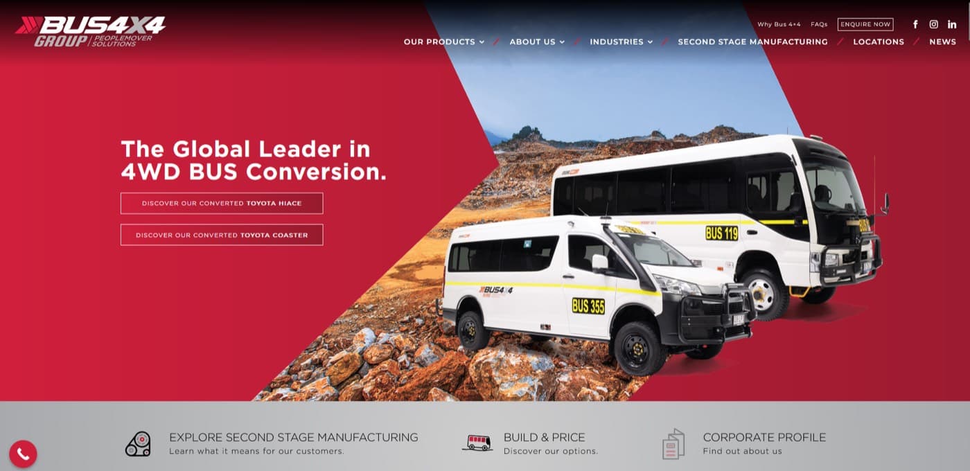 Bus 4x4 vehicle conversion and sales website