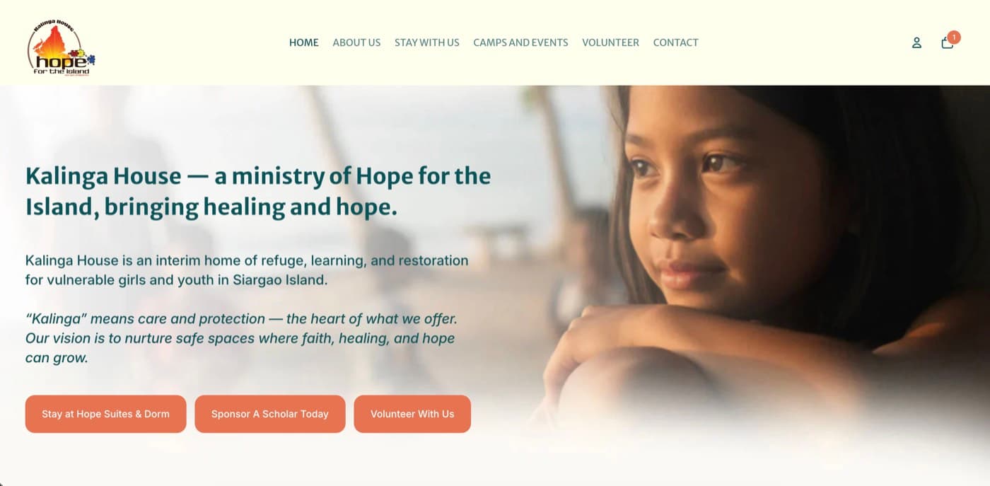 Kalinga House nonprofit refuge website